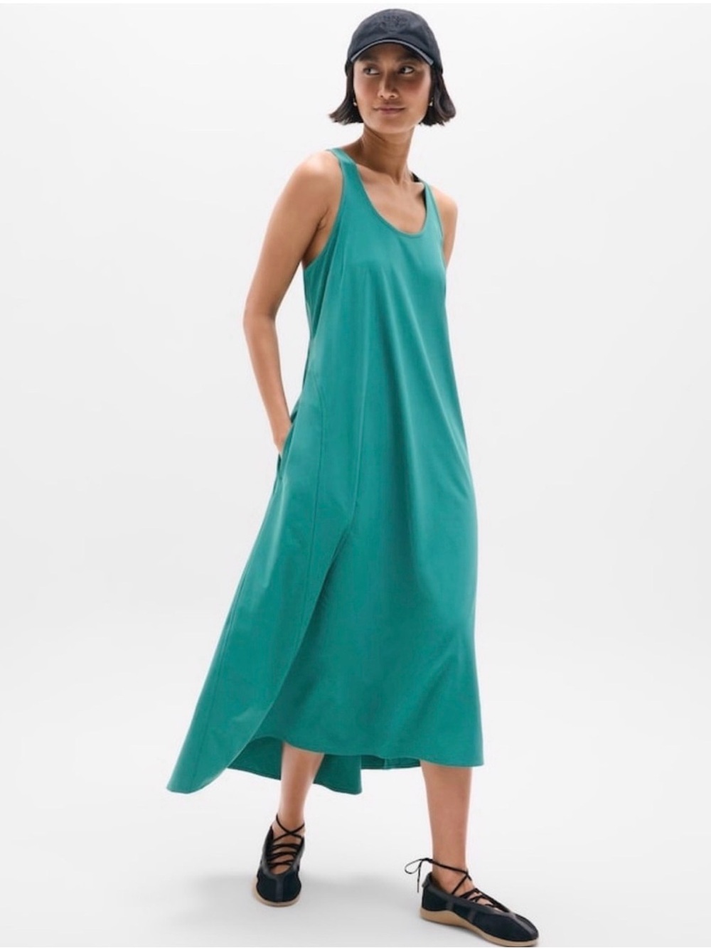 NWT Athleta presidio traveler maxi dress turquoise M